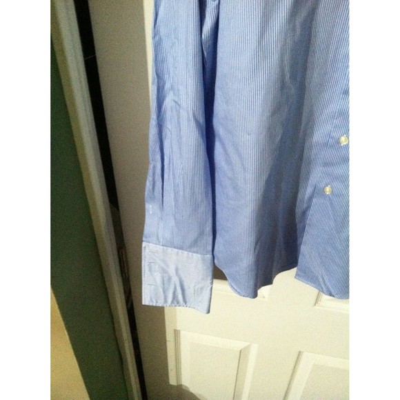 EGARA MENS BLUE 100%EGYPTIAN COTTON DRESS SHIRT W/FRENCH CUFFS SIZE: 17/34-35 - Picture 4 of 6
